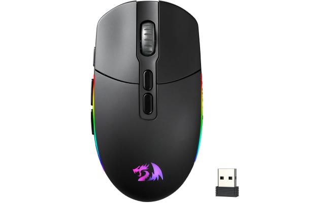 Redragon M719 Pro Wireless Optical Gaming Mouse, 8 Programmable Buttons, RGB Backlit, 10,000 DPI, Ergonomic PC Computer Gaming Mice with Fire Button - Black